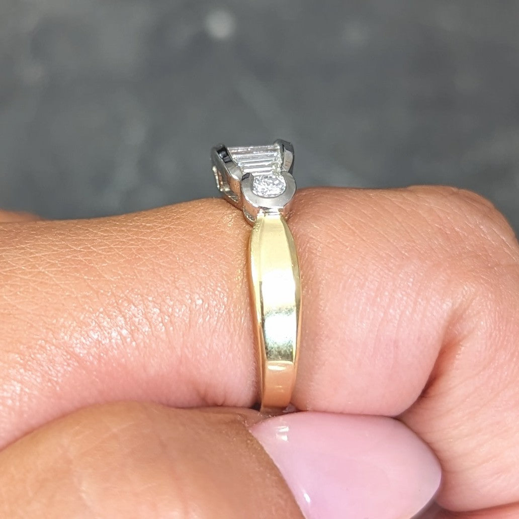 Henry Carré 0.90 CTW Diamond Platinum 18 Karat Yellow Gold Vintage Band Ring Wilson's Estate Jewelry