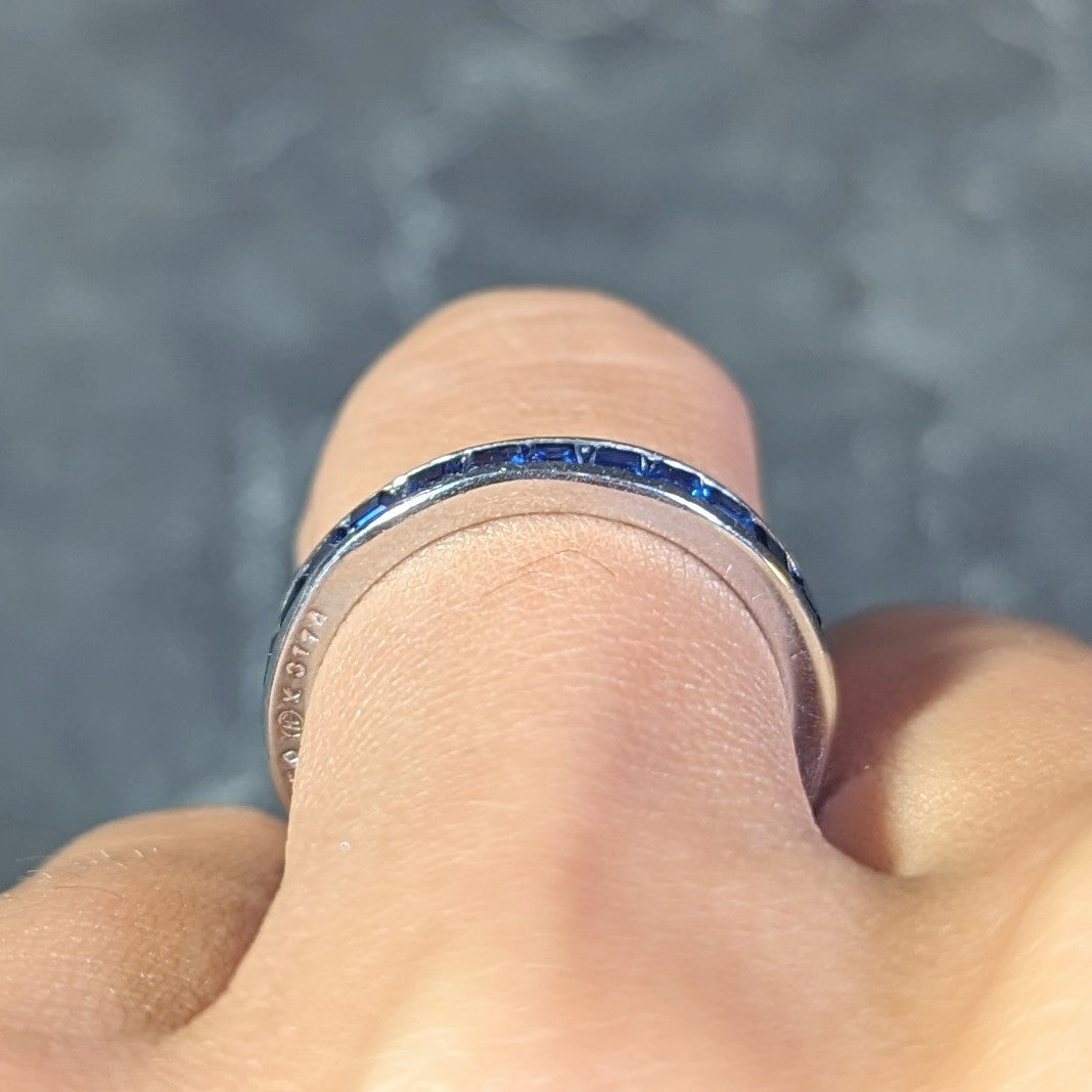 Oscar Heyman 1.89 CTW Sapphire Platinum Vintage Eternity Band Ring Wilson's Estate Jewelry