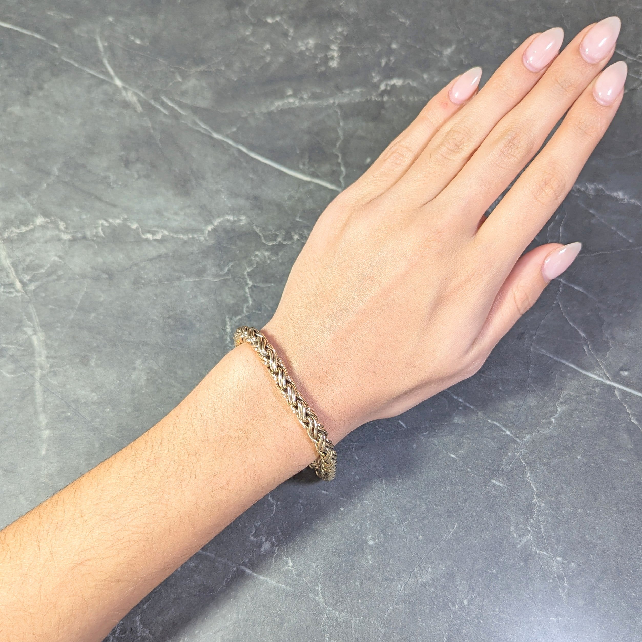 Tiffany & Co. 1990's 14 Karat Yellow Gold Russian Weave Vintage Chain Bracelet Wilson's Estate Jewelry