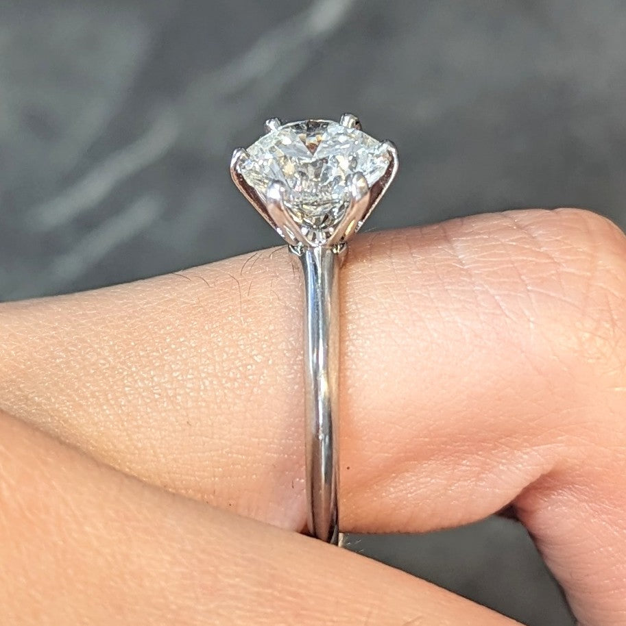 Tiffany & Co. 2.67 CTW Round Brilliant Diamond Platinum Solitaire Vintage Engagement Ring Wilson's Estate Jewelry