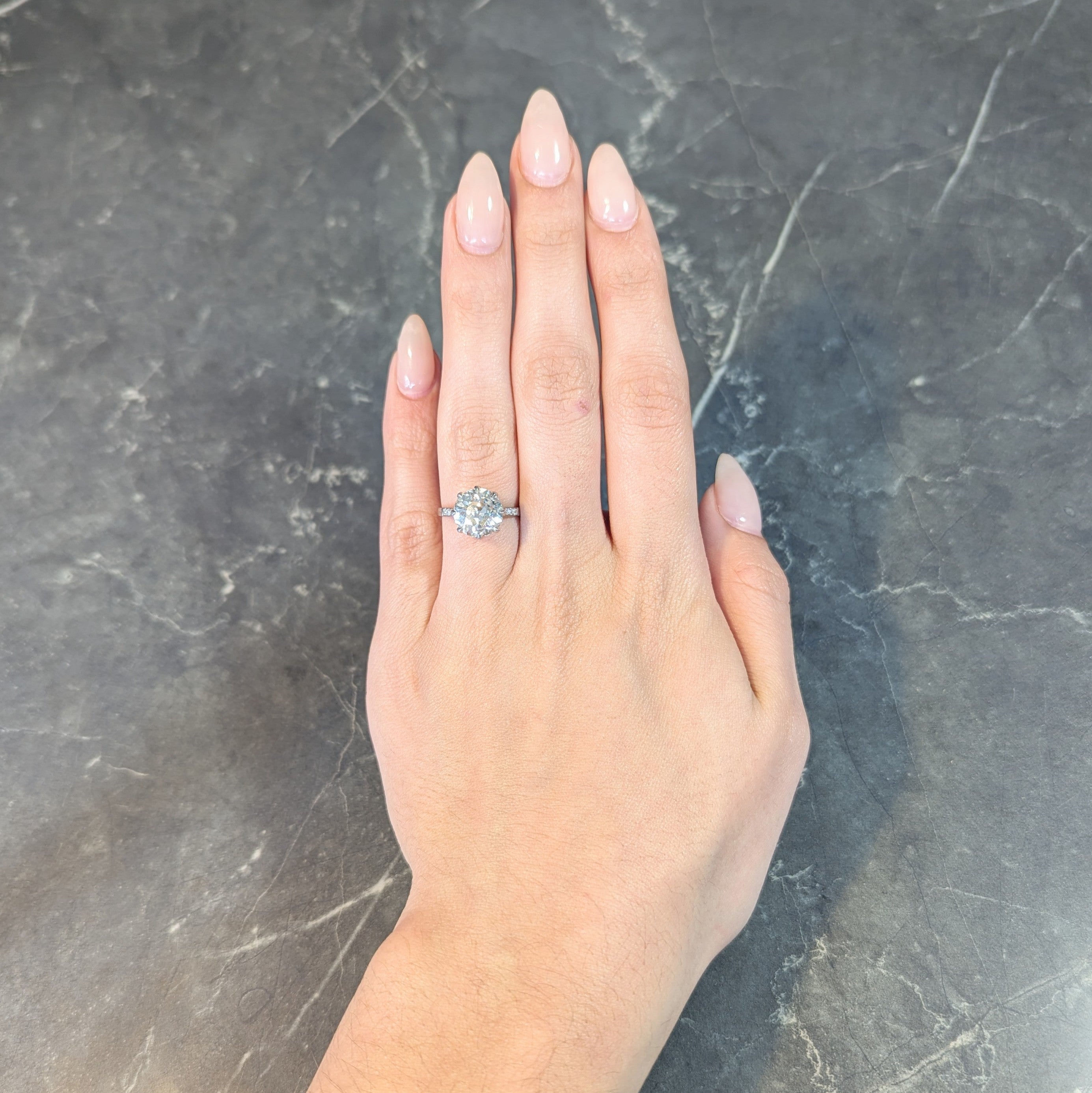 Art Deco French 4.87 CTW Old European Diamond Platinum Vintage Engagement Ring GIA Wilson's Estate Jewelry