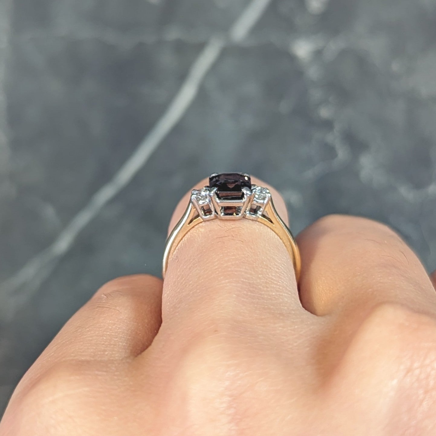 Cartier Mid-Century 1.66 CTW Alexandrite Diamond Platinum 14 Karat Yellow Gold Vintage Ring Wilson's Estate Jewelry