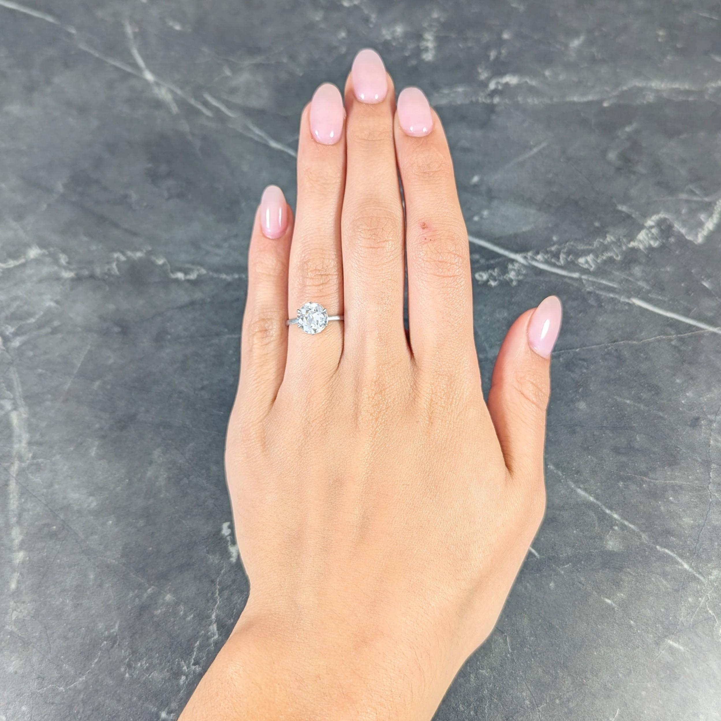 Art Deco 2.29 CTW Diamond Platinum Vintage Solitaire Engagement Ring GIA