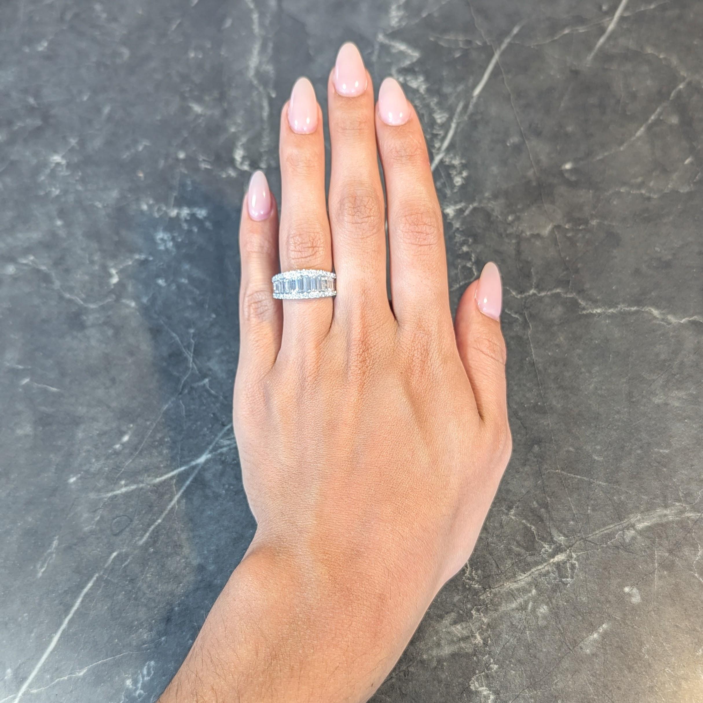 2000's 1.59 CTW Baguette Cut Diamond 14 Karat White Gold Channel Band Ring