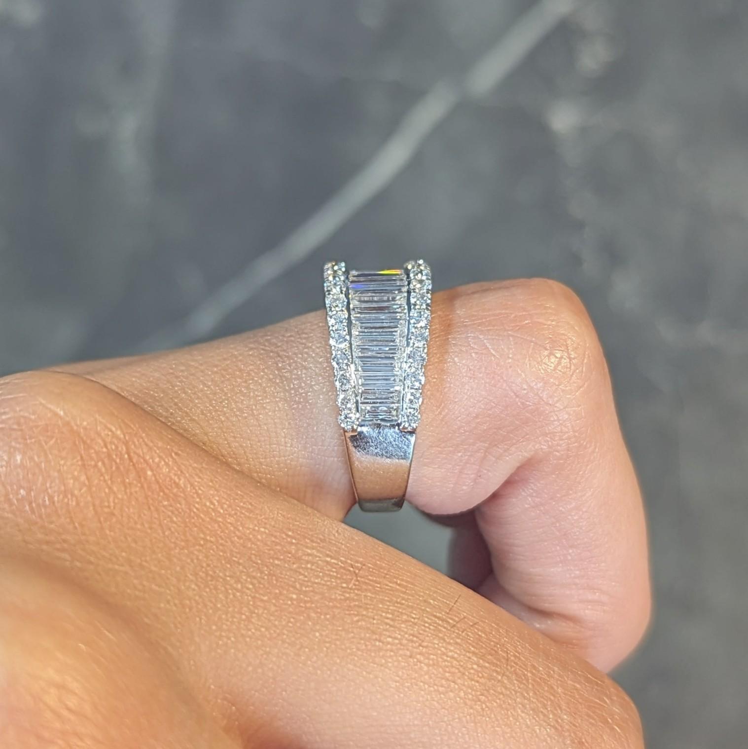 2000's 1.59 CTW Baguette Cut Diamond 14 Karat White Gold Channel Band Ring
