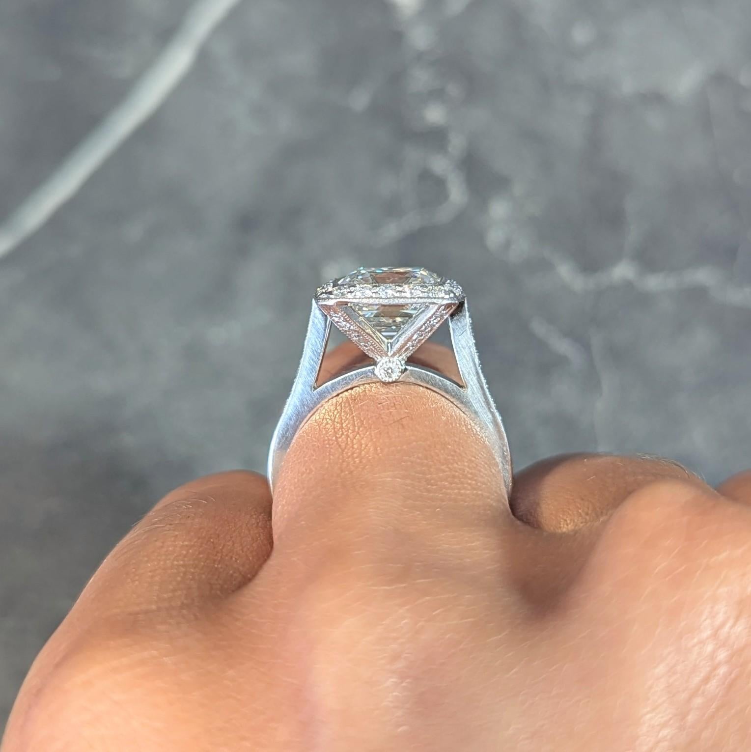 Tiffany & Co. 3.96 CTW Legacy Diamond Platinum Halo Engagement Ring GIA