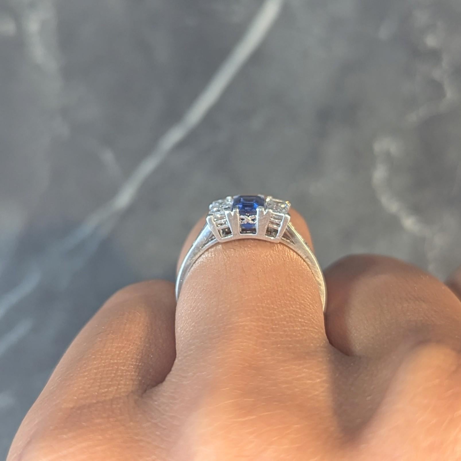 J.E.Caldwell Art Deco 1.82 CTW Sapphire Diamond Platinum Vintage 3 Stone Ring