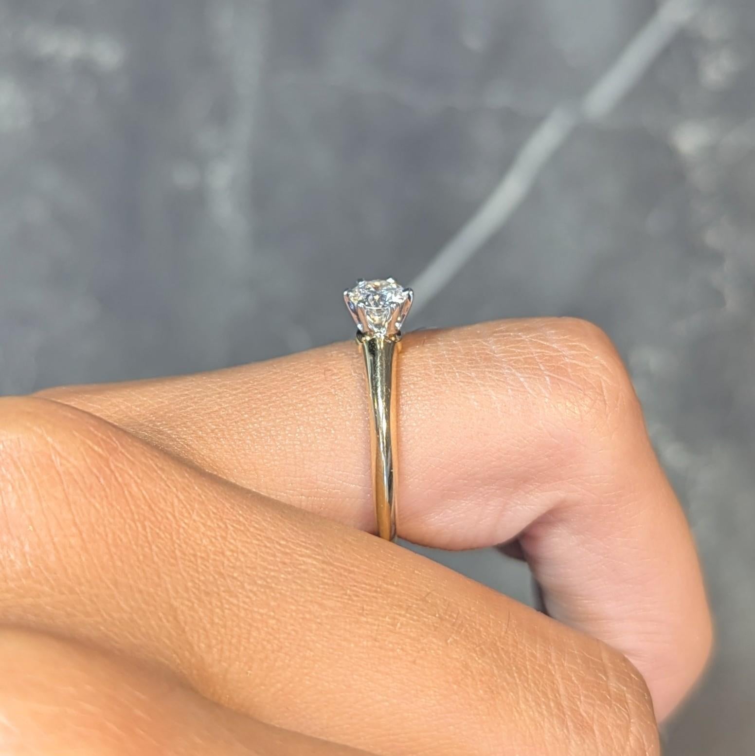 Tiffany & Co. Diamond Platinum 18K Yellow Gold Vintage Solitaire Engagement Ring