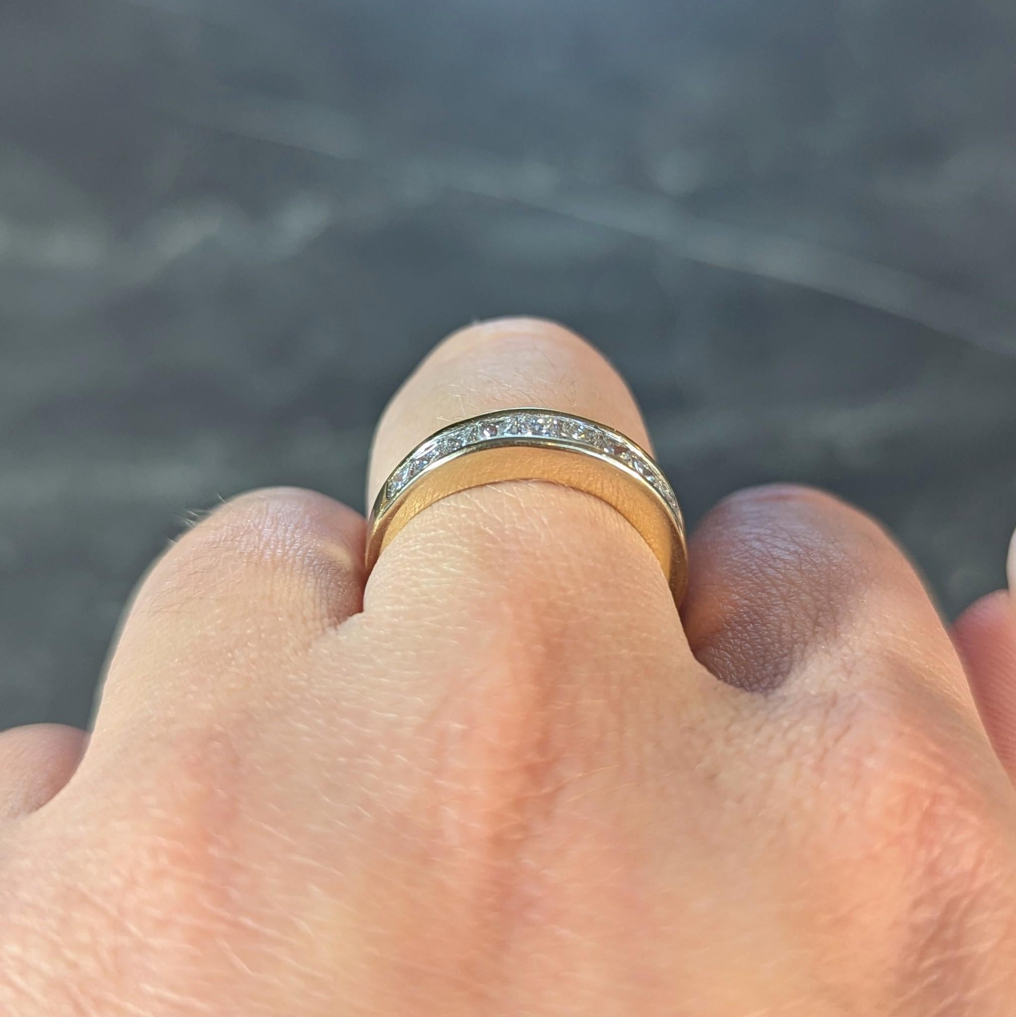 Contemporary 1.20 CTW Princess Cut Diamond 14K Yellow Gold Wedding Band Ring