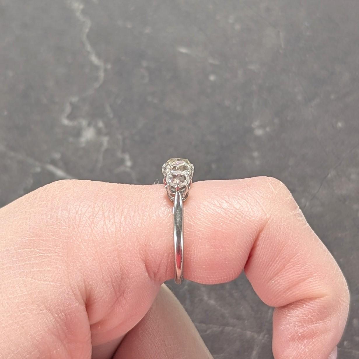 Edwardian 3.10 CTW Old Mine Cut Diamond Platinum Antique Band Ring