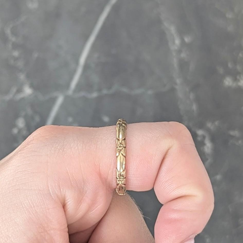 Art Deco 14 Karat Yellow Gold Antique Orange Blossom Wedding Band Ring