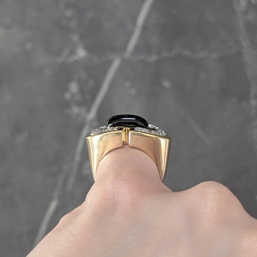 David Webb 1980's Diamond Enamel Platinum 18K Gold Vintage Buckle Ring