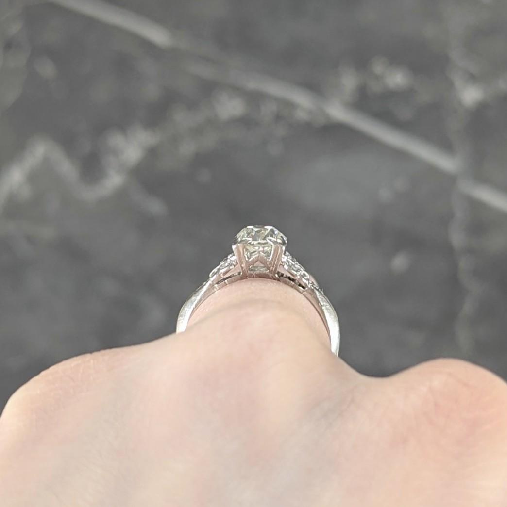 Art Deco 0.87 CTW Old European Diamond Platinum Square Vintage Engagement Ring