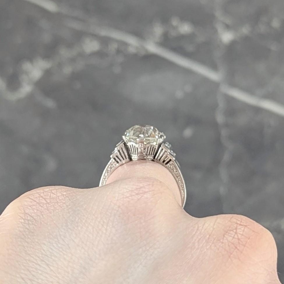 Early Retro 1943 3.92 CTW Diamond Platinum Vintage Engagement Ring GIA
