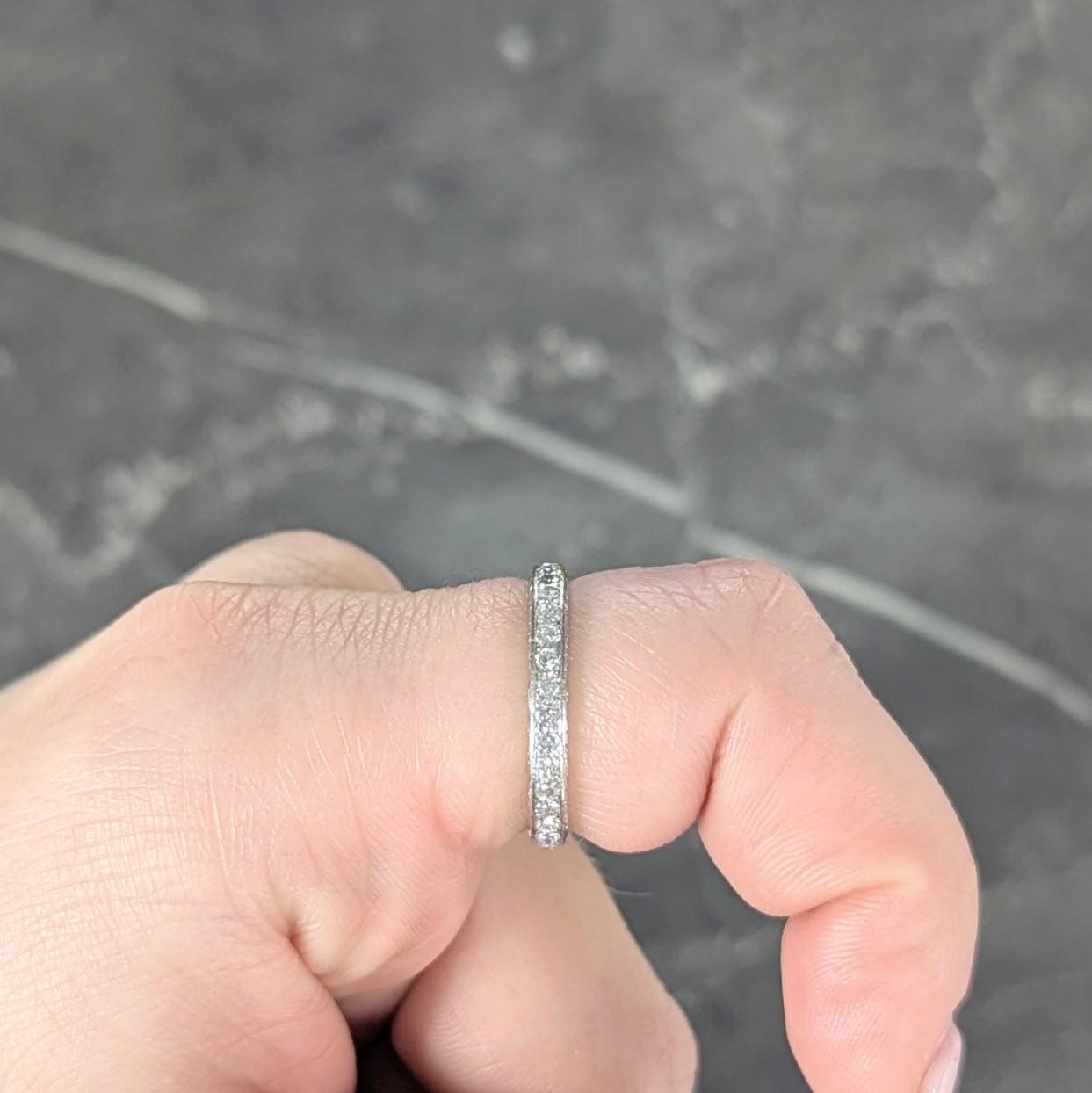 Art Deco 1927 0.99 CTW Diamond Platinum Scrolling Vintage Eternity Band Ring