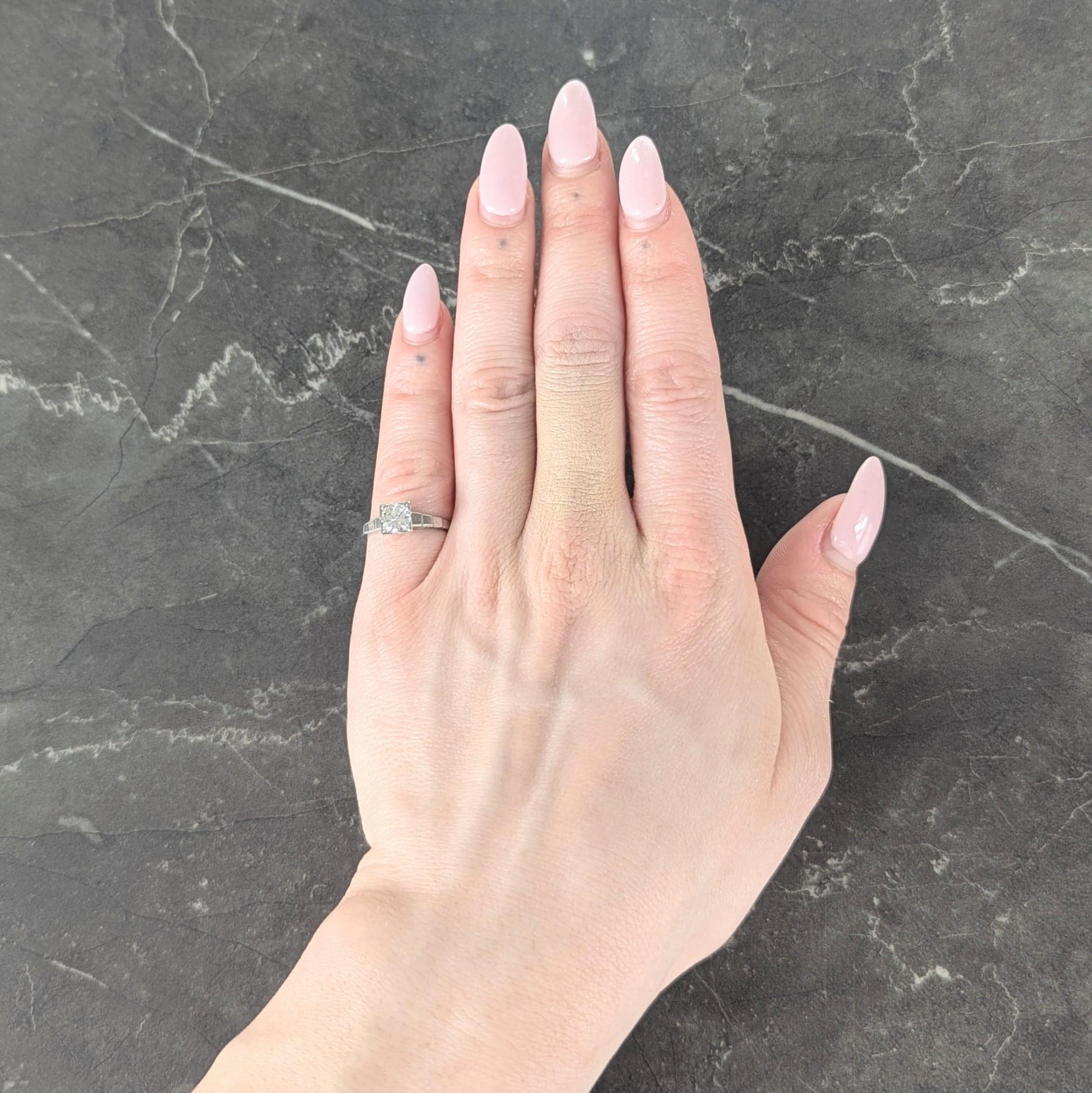 Art Deco 1932 Transitional Diamond Platinum Vintage Stepped Engagement Ring