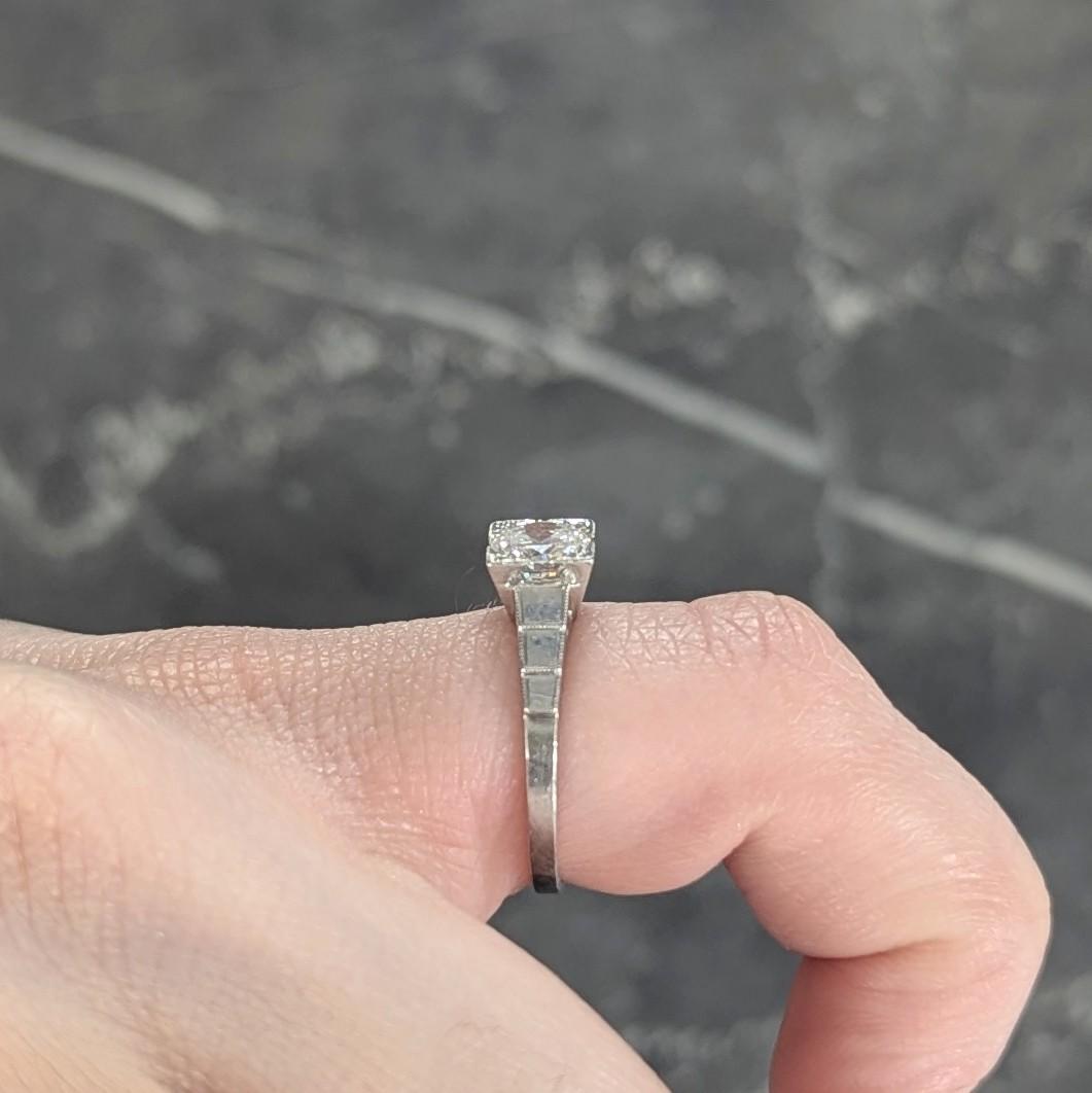 Art Deco 1932 Transitional Diamond Platinum Vintage Stepped Engagement Ring