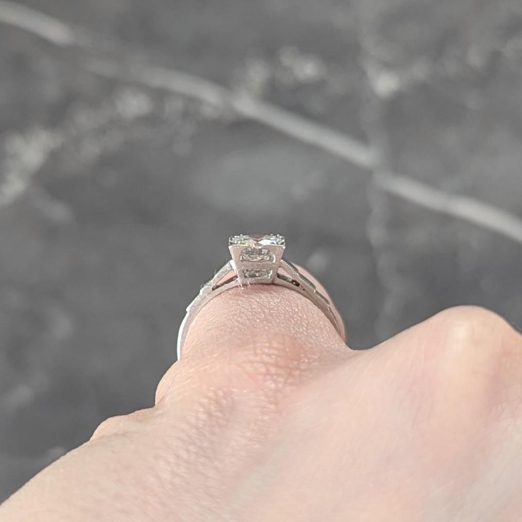 Art Deco 1932 Transitional Diamond Platinum Vintage Stepped Engagement Ring