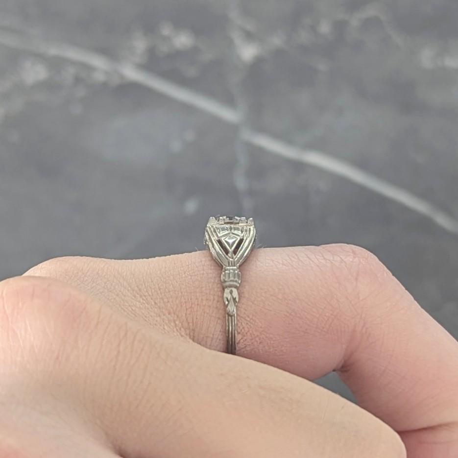 Art Deco European Diamond 14 Karat Gold Vintage Geometric Engagement Ring GIA