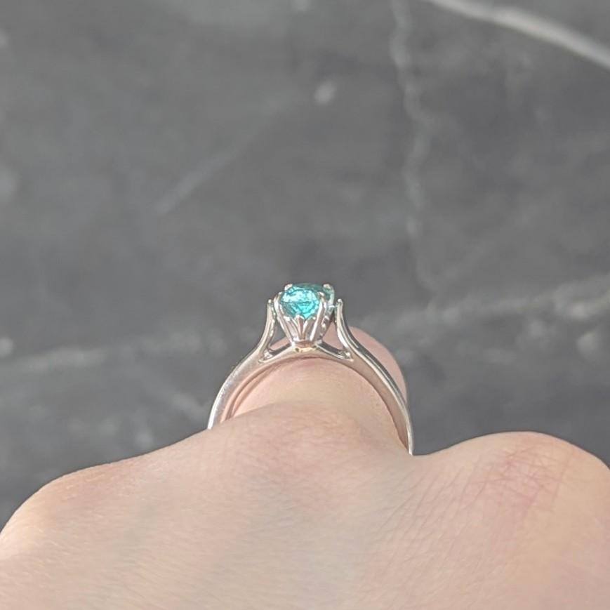 Paraiba Tourmaline 18 Karat White Gold Solitaire Gemstone Ring GIA