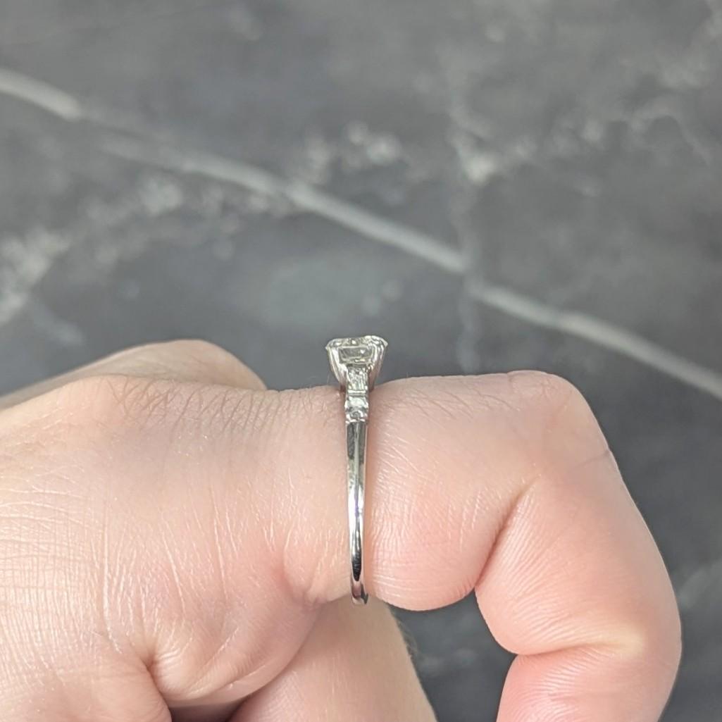 Mid-Century 0.85 CTW Transitional Cut Diamond Platinum Vintage Engagement Ring