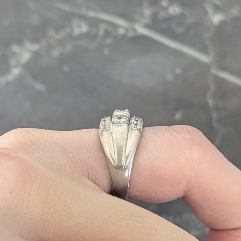 Granat Mid-Century 1.55 CTW Diamond Platinum Vintage Three Row Band Ring