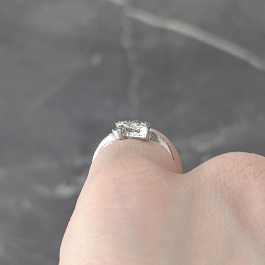Retro Diamond 0.40 CTW 14 Karat White Gold Heart Vintage Bypass Ring