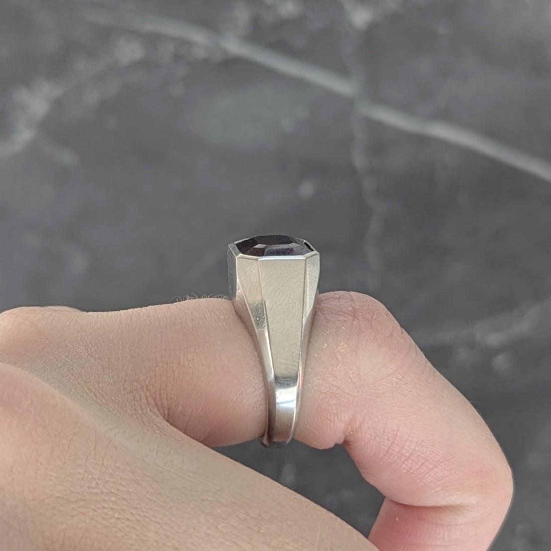 Cartier Art Deco No Heat Ceylon Purple Sapphire Platinum Unisex Signet Ring