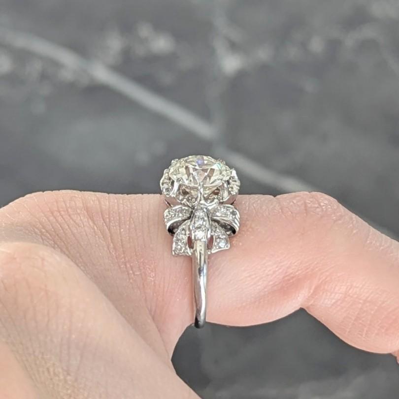 Mid-Century 2.00 CTW Diamond Platinum Vintage Bow Engagement Ring