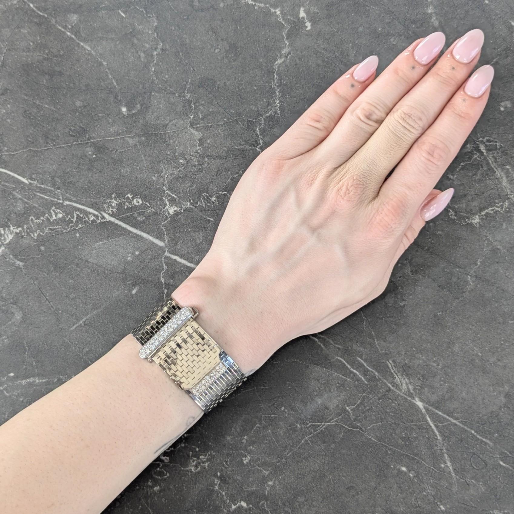 Bailey Banks & Biddle Retro Diamond 14K Gold Vintage Mesh Buckle Bracelet