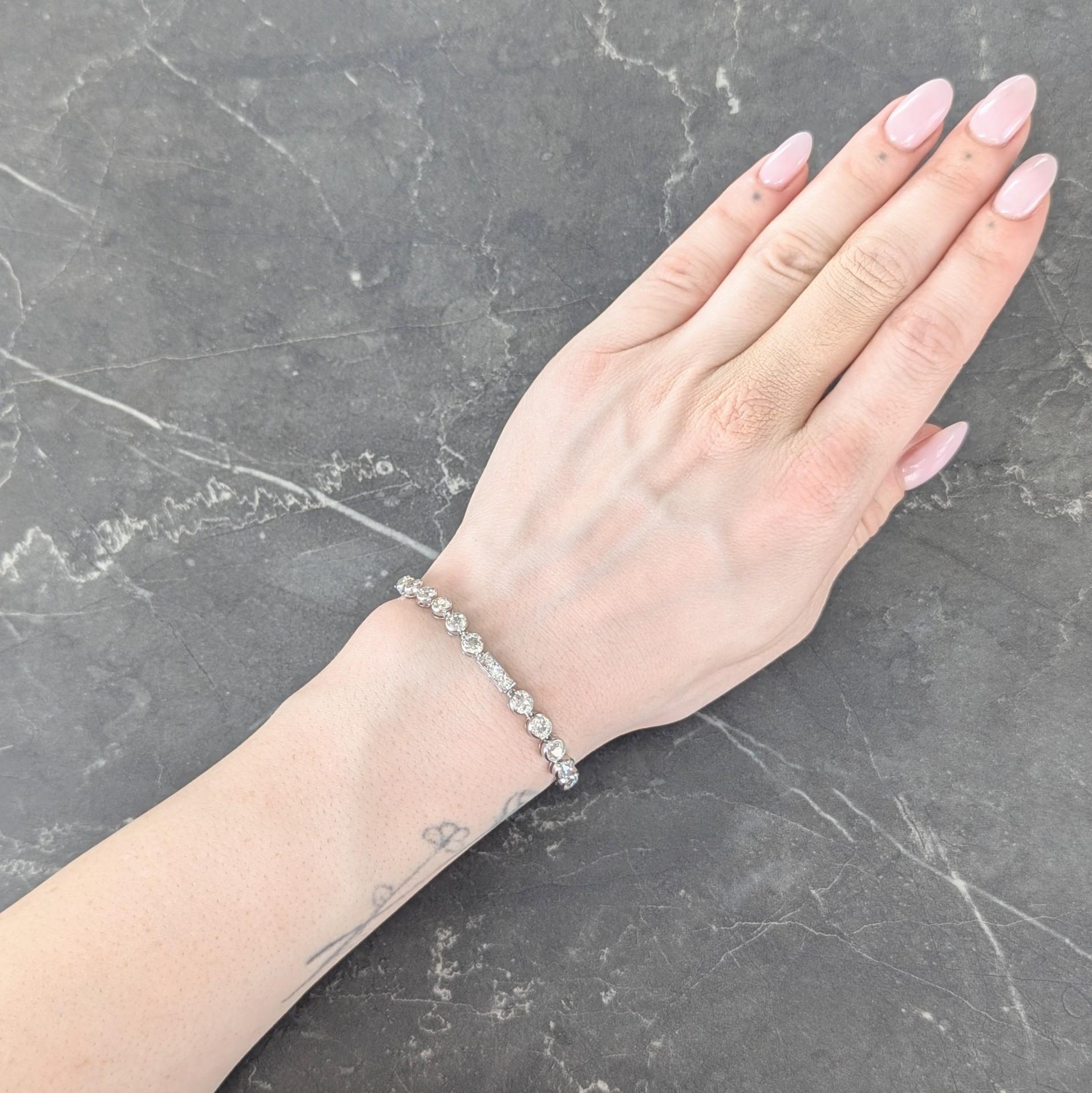 Art Deco 7.60 CTW Diamond Platinum Antique Line Bracelet