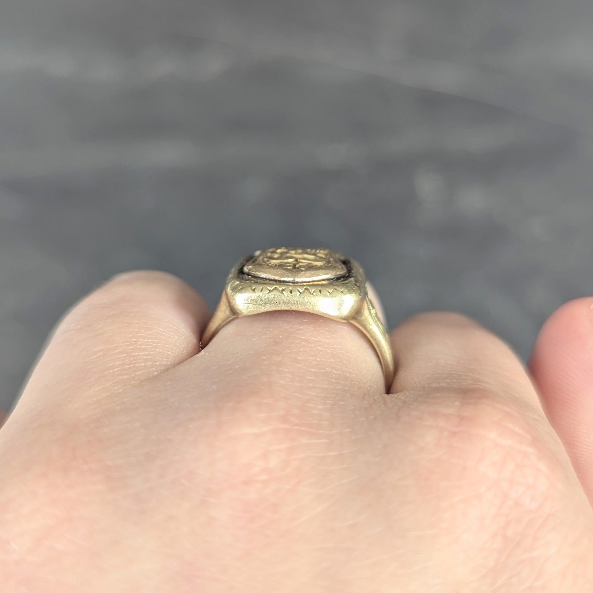 Art Deco 1927 14 Karat Yellow Gold Antique New York Police Unisex Signet Ring