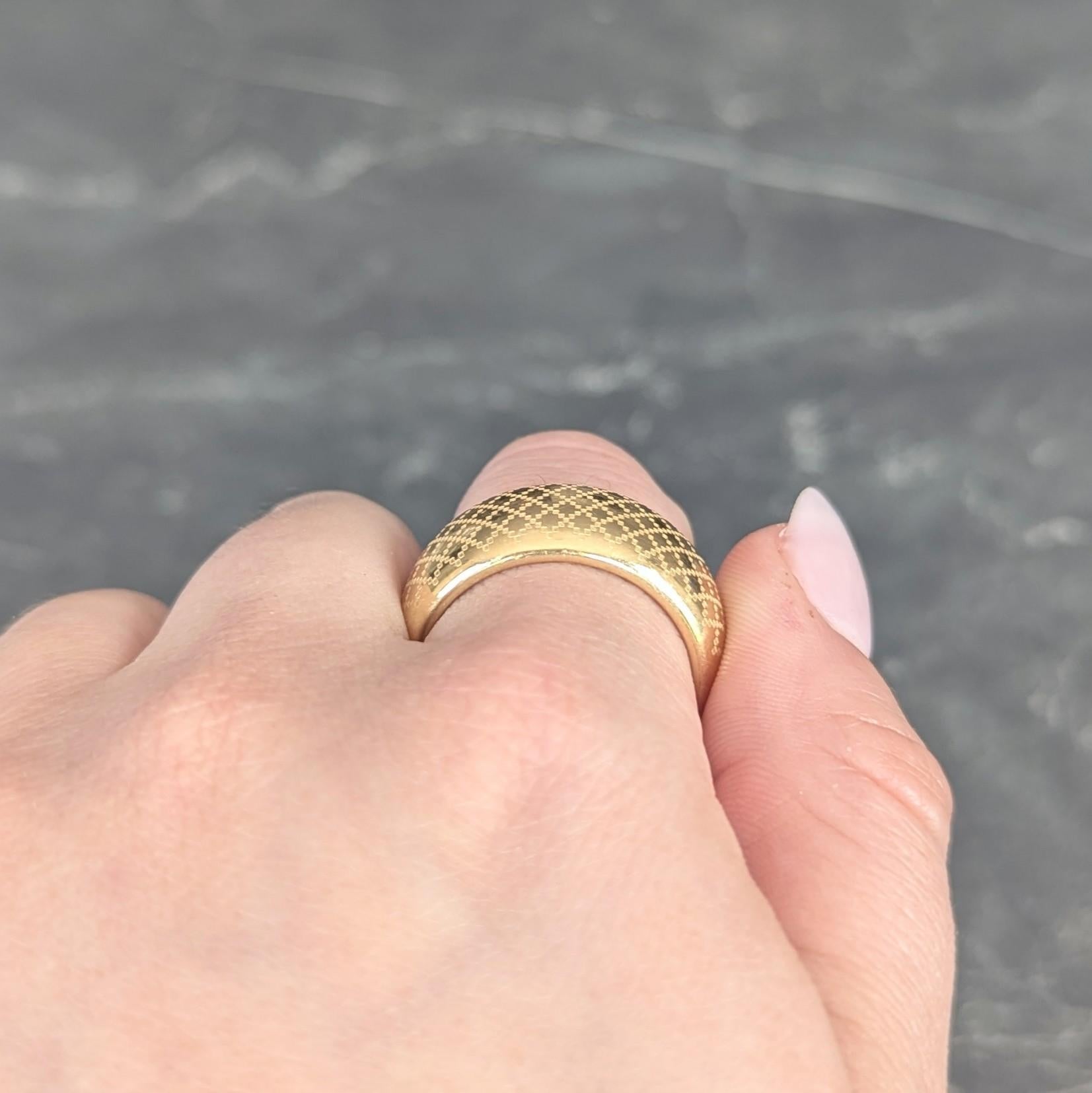 Gucci Contemporary 18 Karat Yellow Gold Diamantissima Wide Band Ring