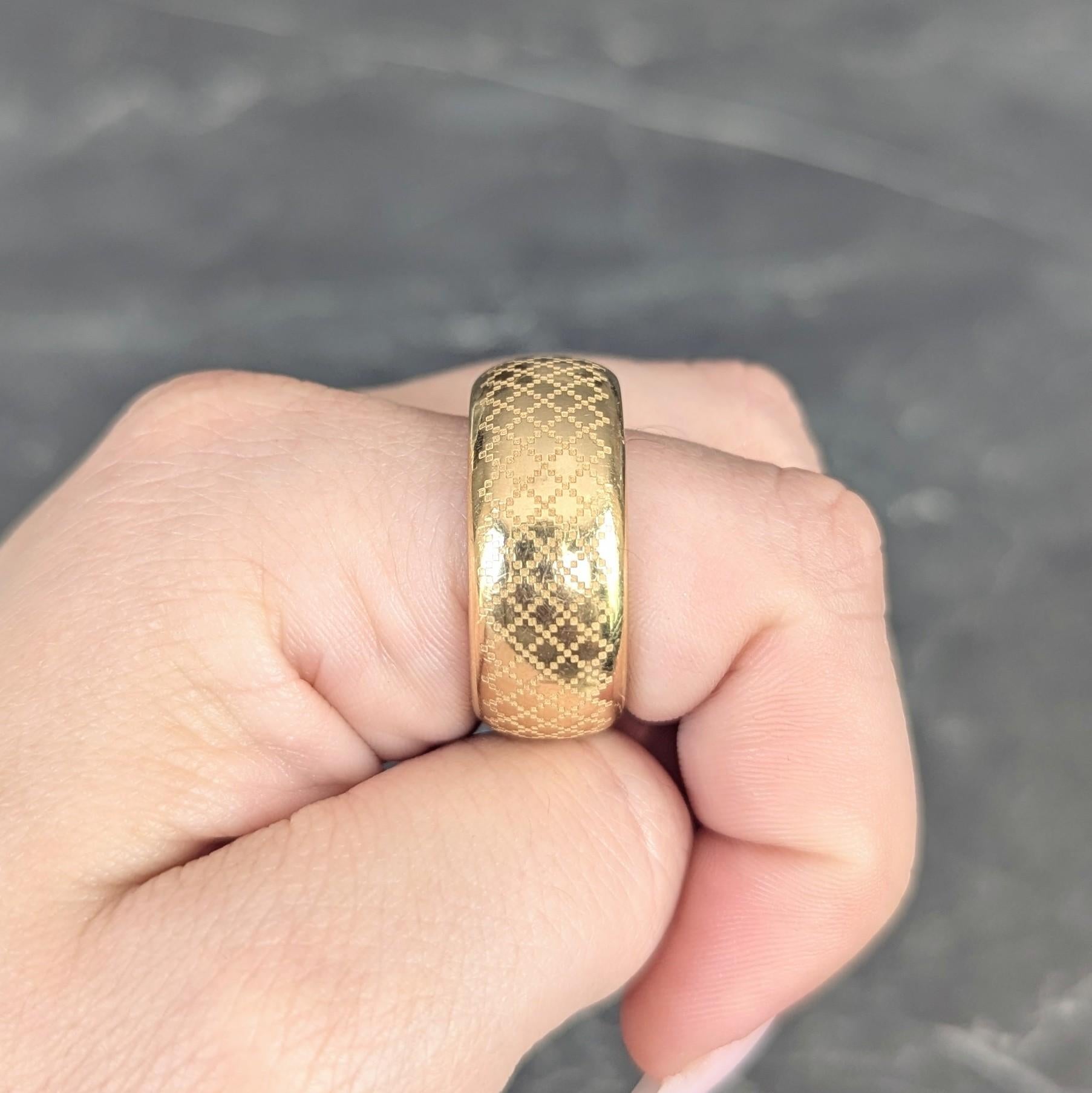 Gucci Contemporary 18 Karat Yellow Gold Diamantissima Wide Band Ring