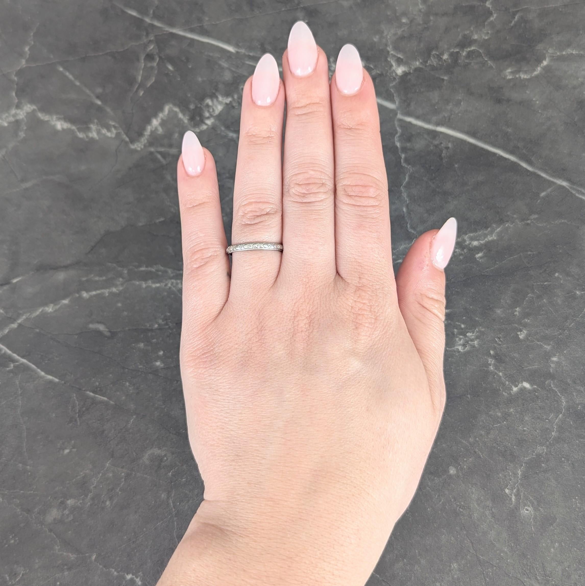 Art Deco Platinum Vintage Orange Blossom Wedding Band Ring