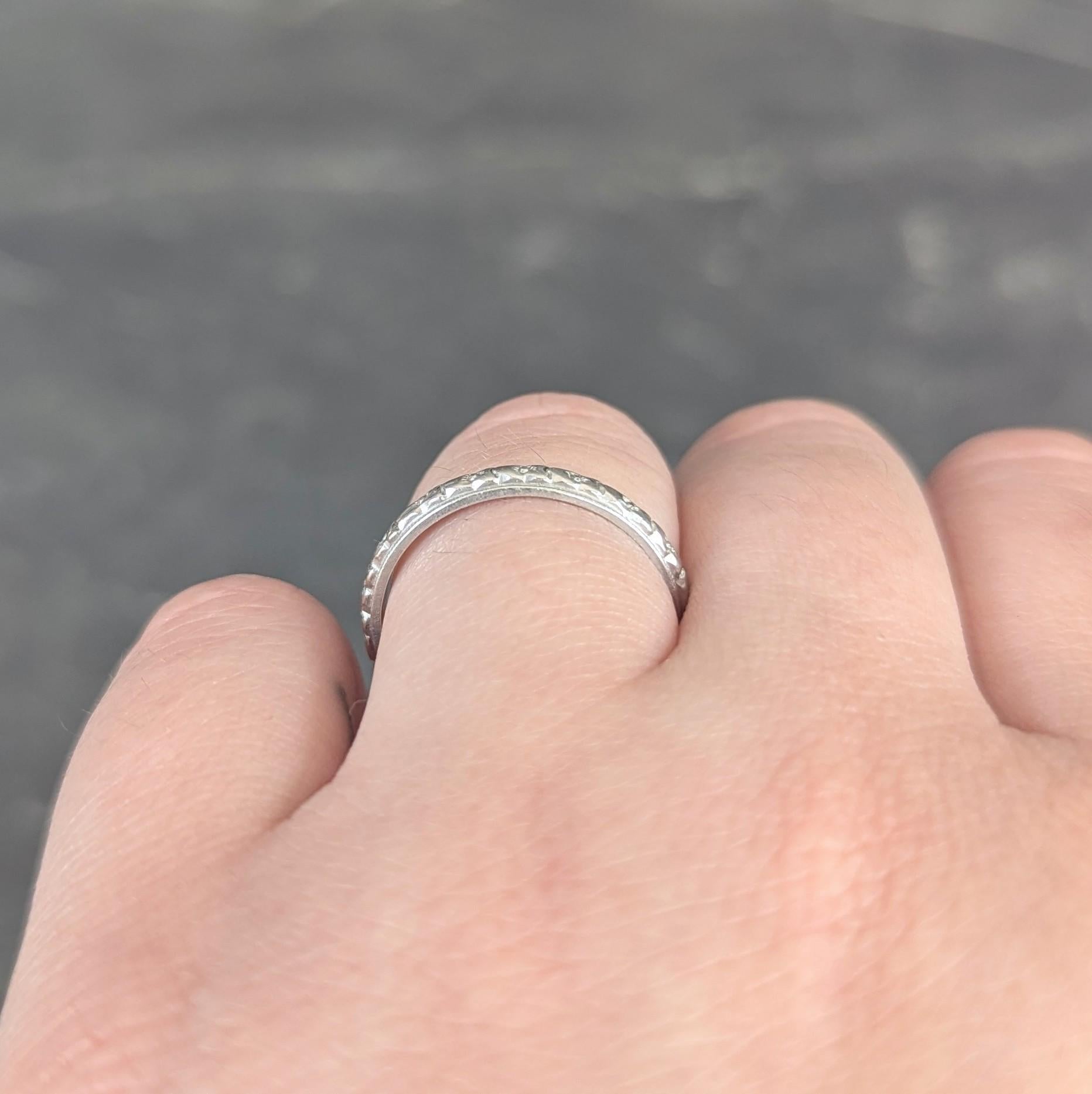 Art Deco Platinum Vintage Orange Blossom Wedding Band Ring