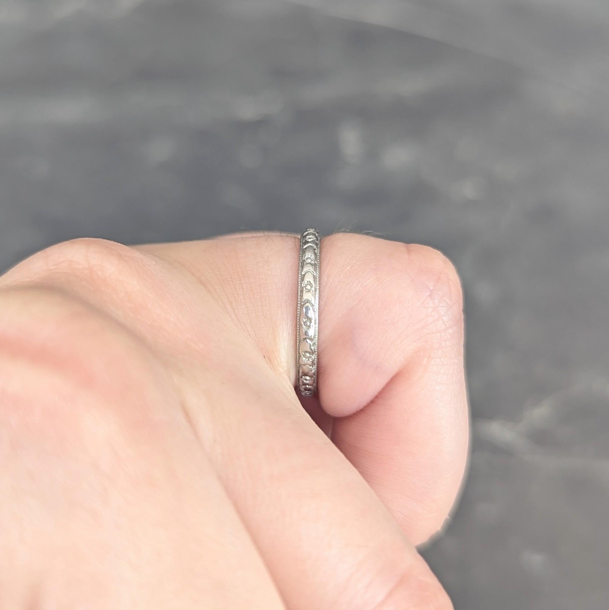 Art Deco Platinum Vintage Orange Blossom Wedding Band Ring