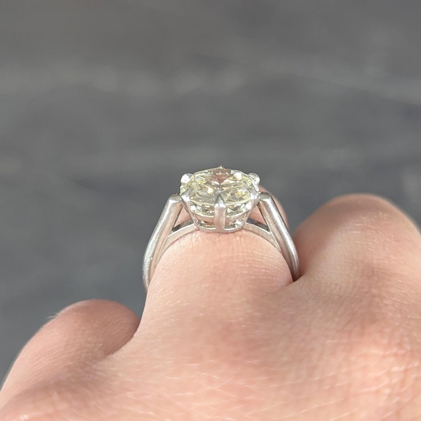 Mid-Century 2.64 CTW Diamond Platinum Vintage Solitaire Engagement Ring GIA