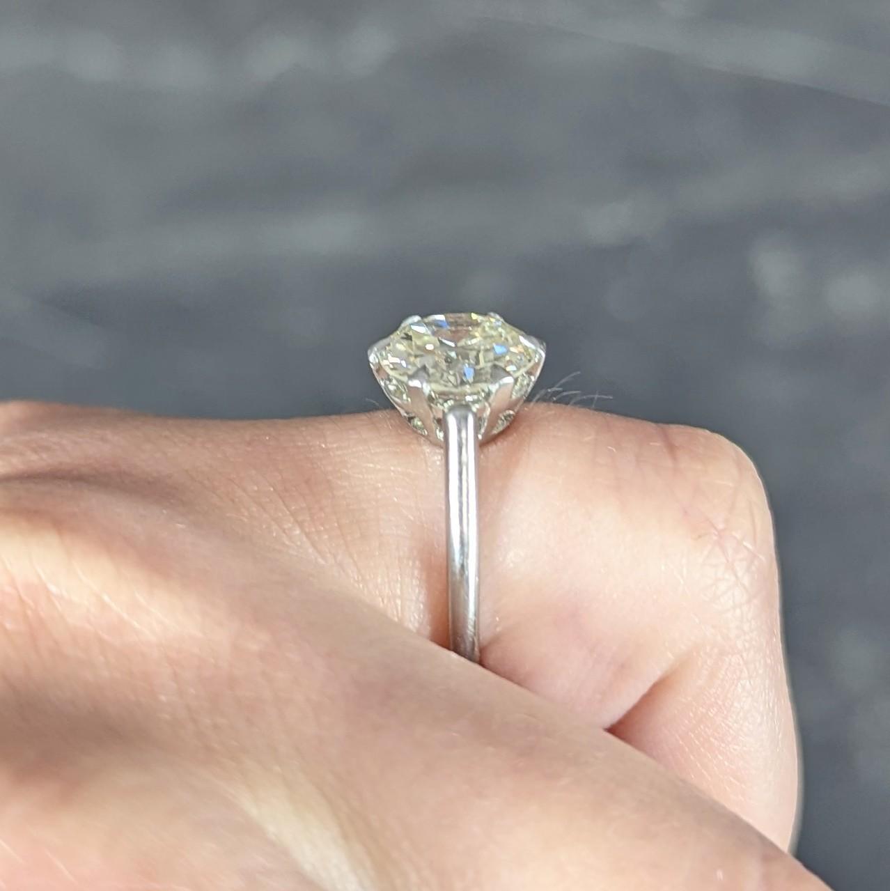 Mid-Century 2.64 CTW Diamond Platinum Vintage Solitaire Engagement Ring GIA