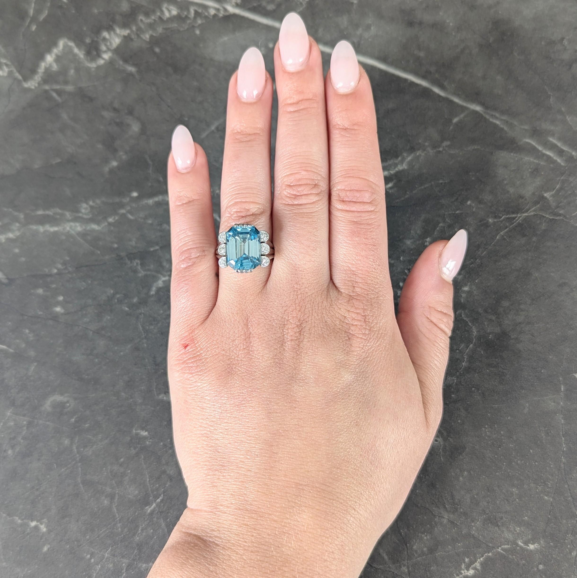 Mid-Century 12.00 CTW Zircon Diamond Platinum Vintage Cocktail Ring