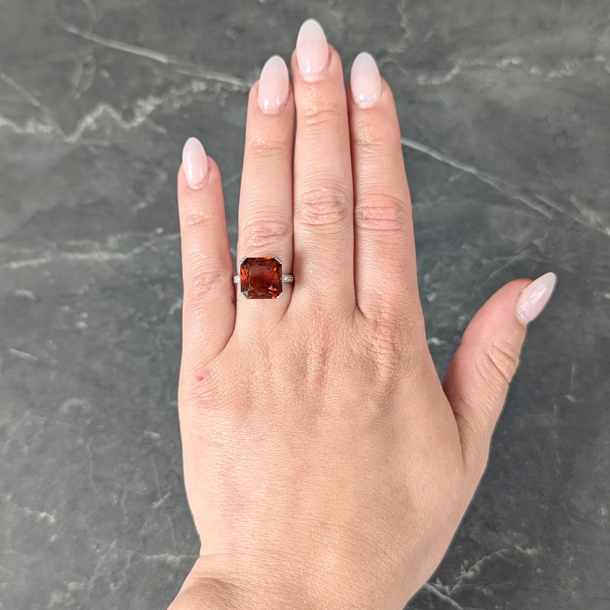 Art Deco 7.28 CTW Citrine Diamond Platinum Vintage Wheat Cocktail Ring