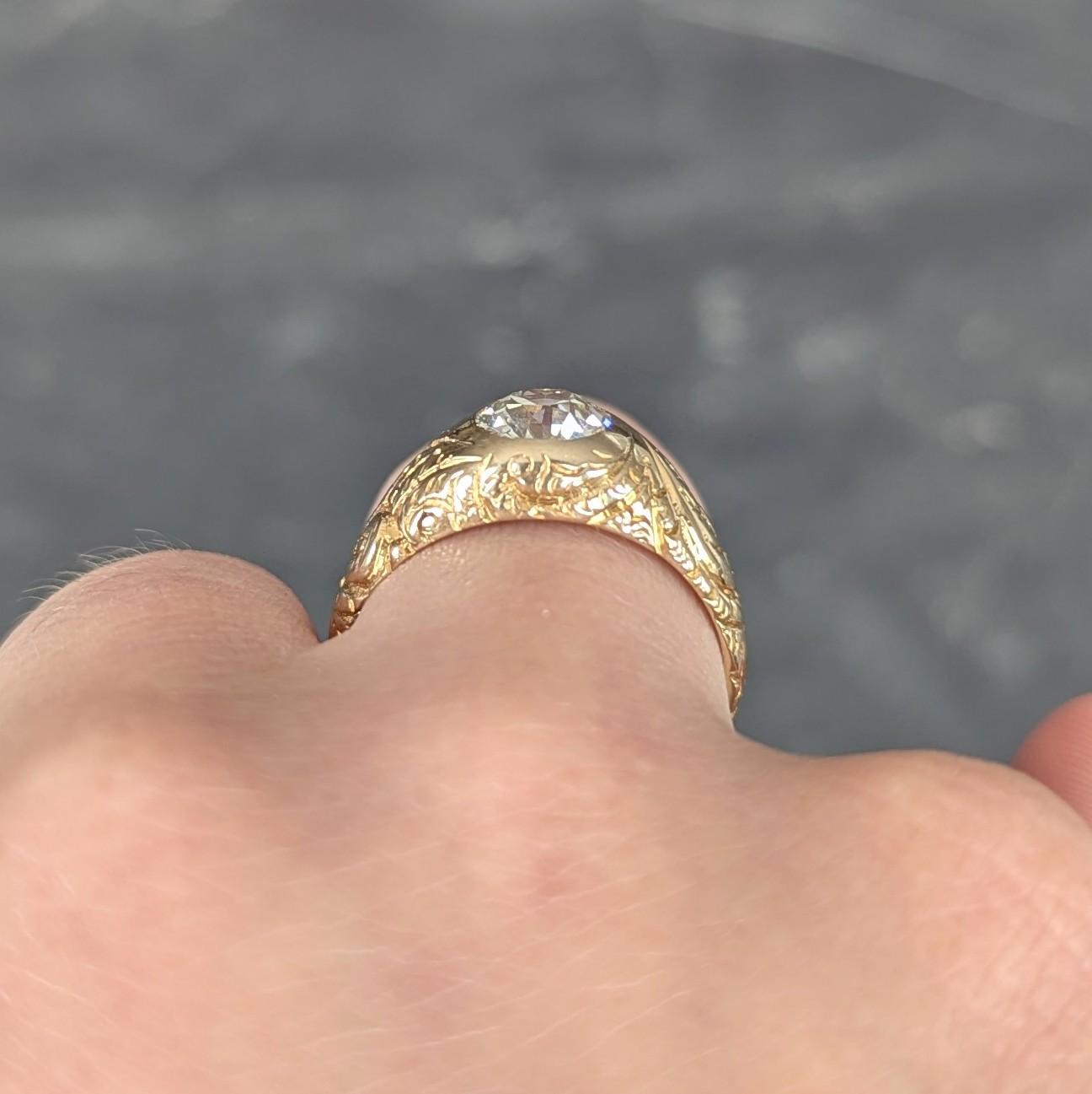 Art Nouveau 1.60 CTW Old Mine Cut Diamond 14K Gold Antique Engagement Ring