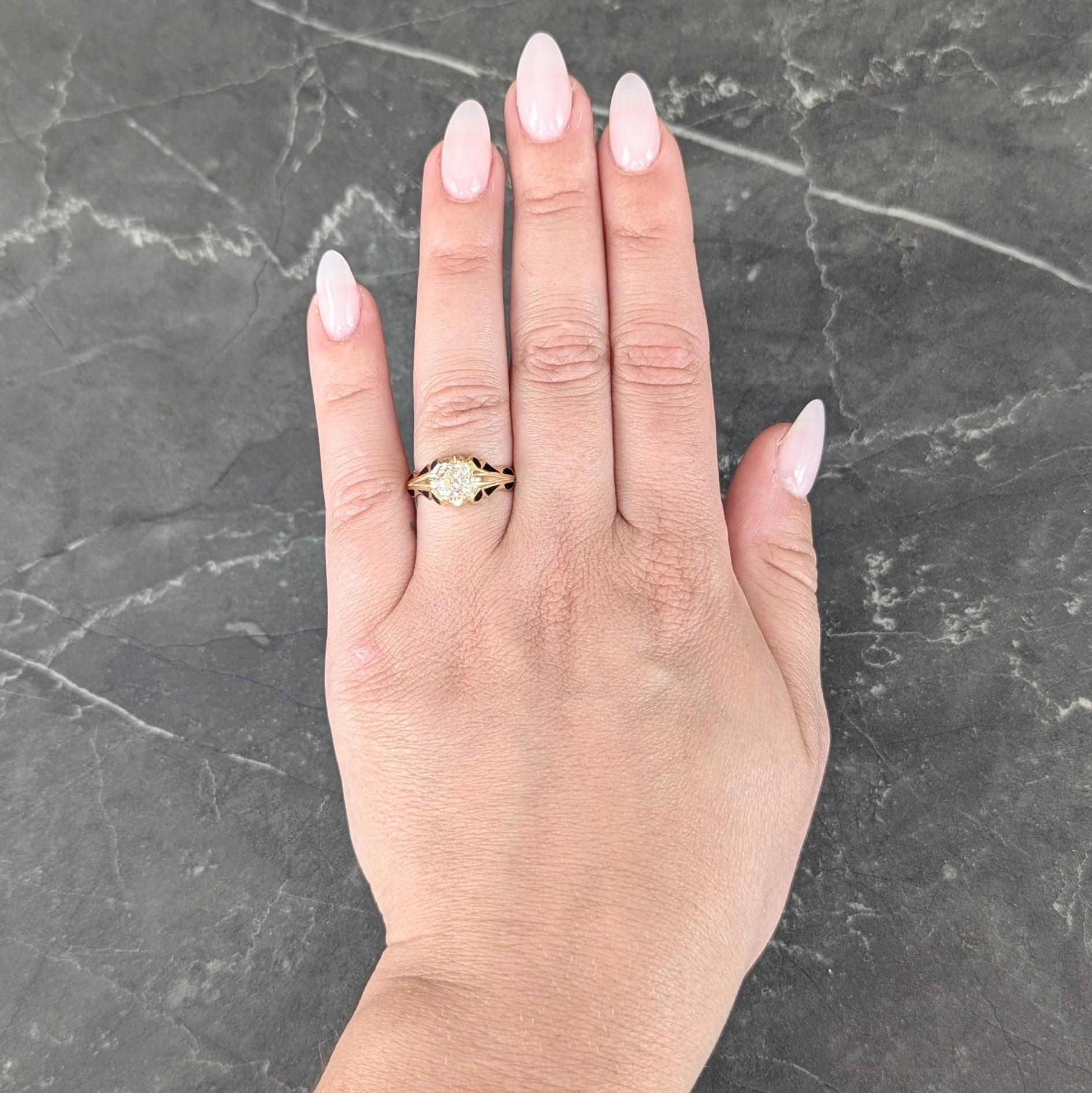 Art Deco 1.03 CTW Old Mine Diamond 14K Gold Antique Belcher Engagement Ring