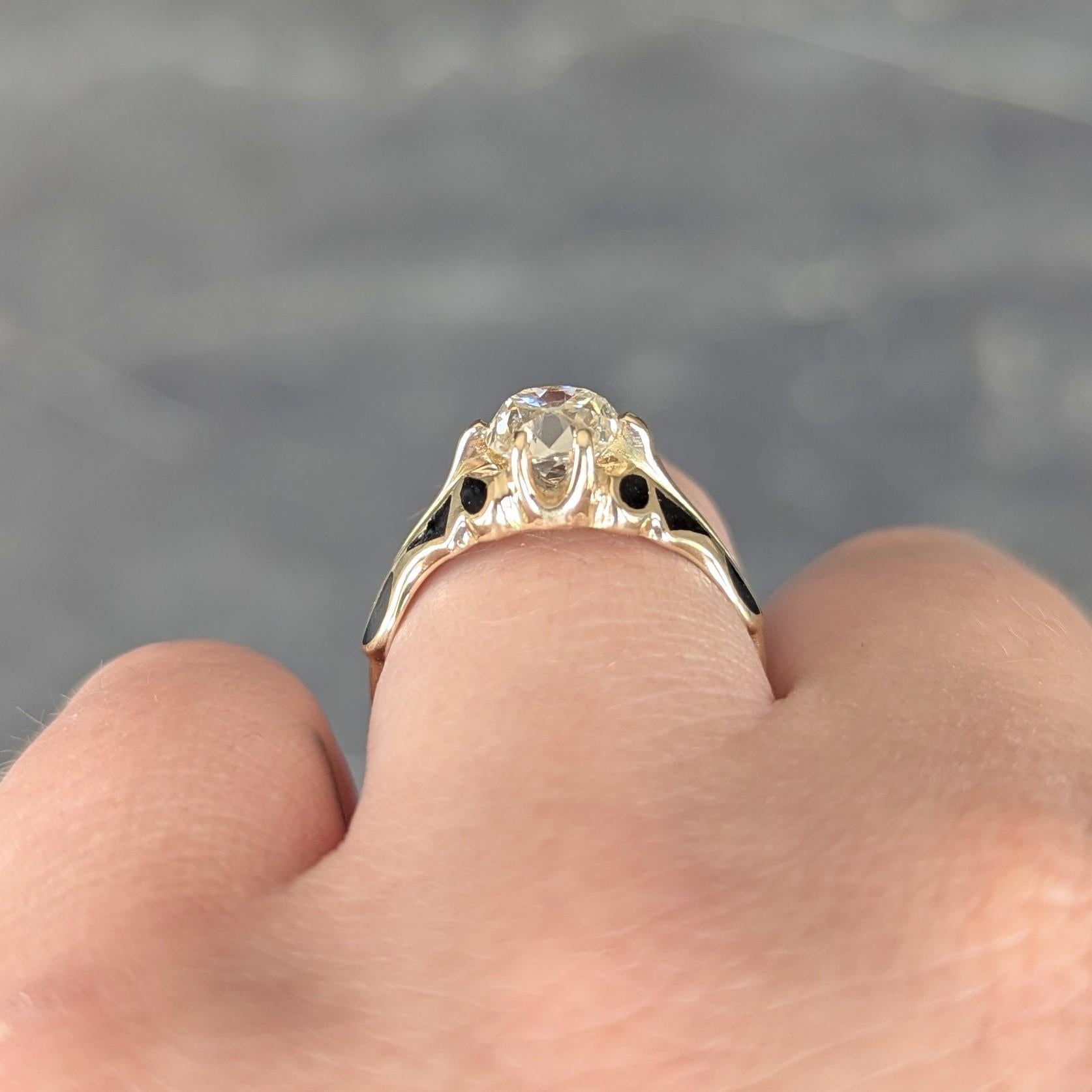 Art Deco 1.03 CTW Old Mine Diamond 14K Gold Antique Belcher Engagement Ring