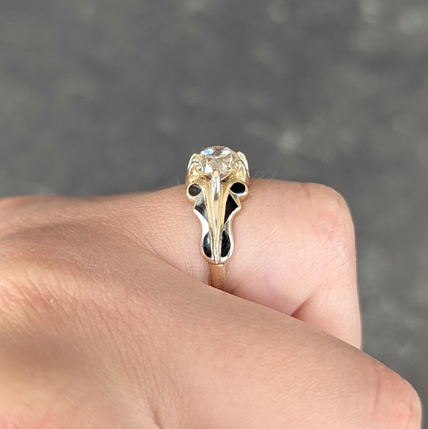 Art Deco 1.03 CTW Old Mine Diamond 14K Gold Antique Belcher Engagement Ring