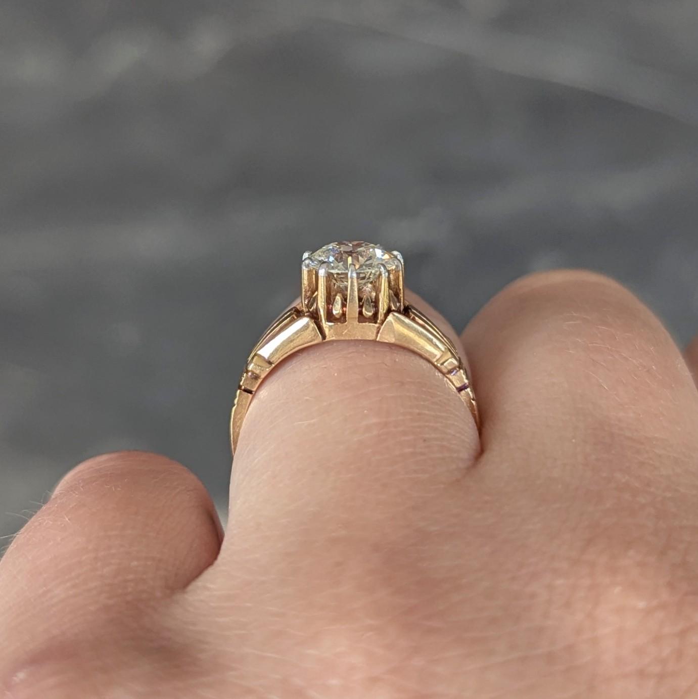 Early Art Deco Old European Diamond Platinum 18K Gold Antique Engagement Ring