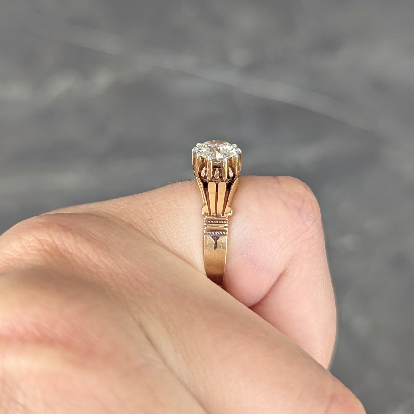 Early Art Deco Old European Diamond Platinum 18K Gold Antique Engagement Ring