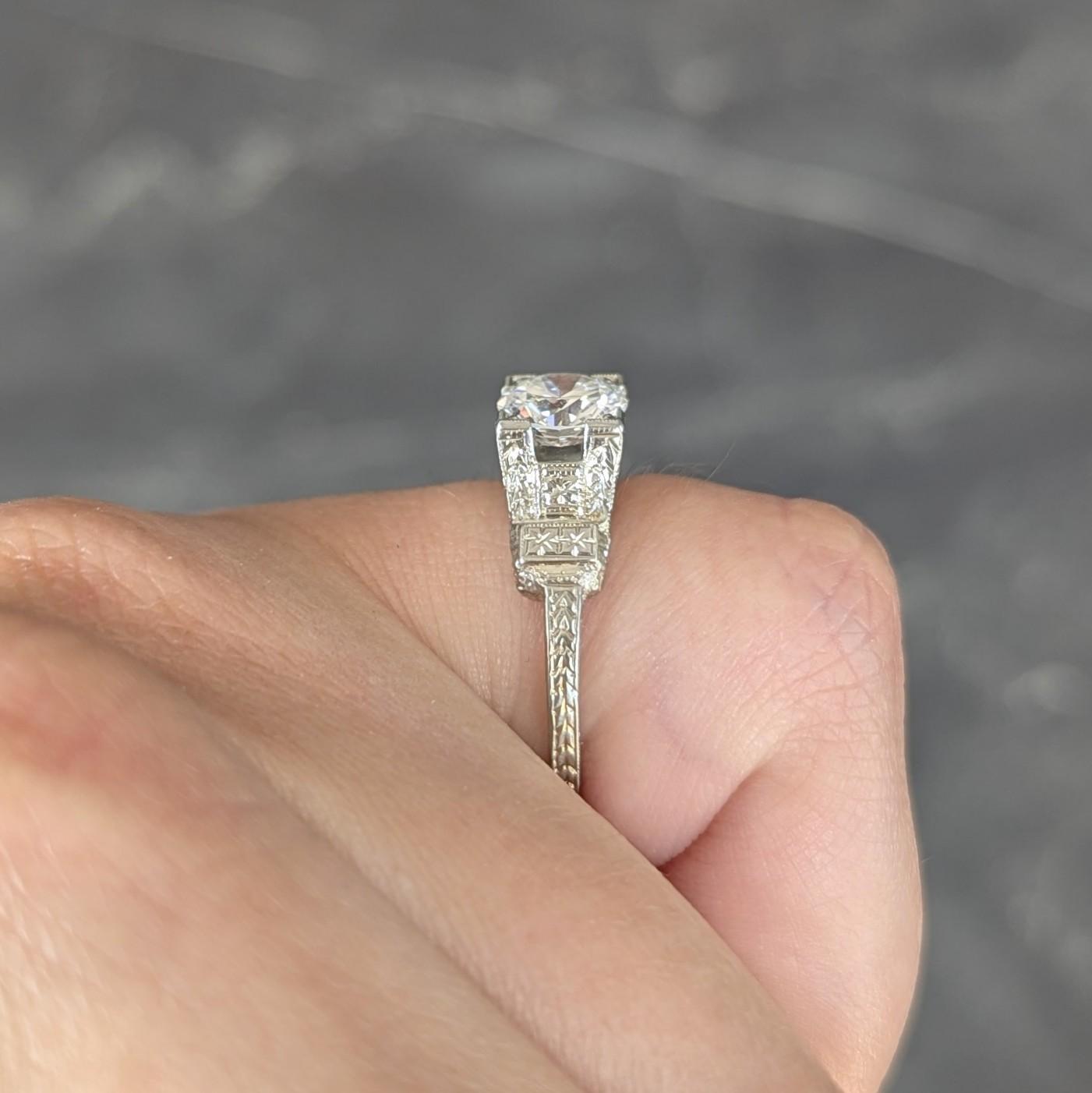 Art Deco 1.16 CTW Diamond 18 Karat Gold Vintage Orange Blossom Engagement Ring