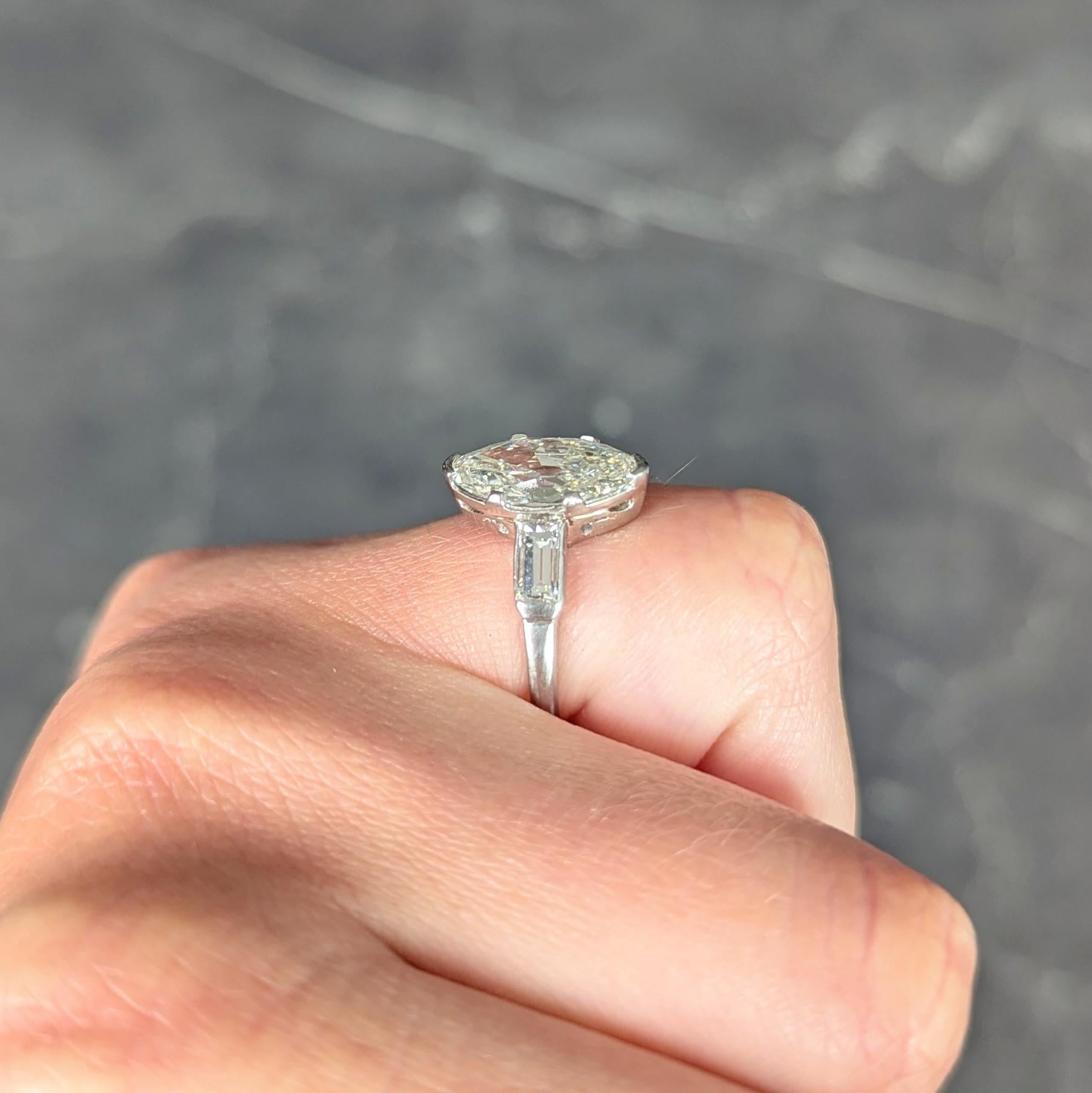 Art Deco 2.65 CTW Marquise Cut Diamond Platinum Vintage Engagement Ring