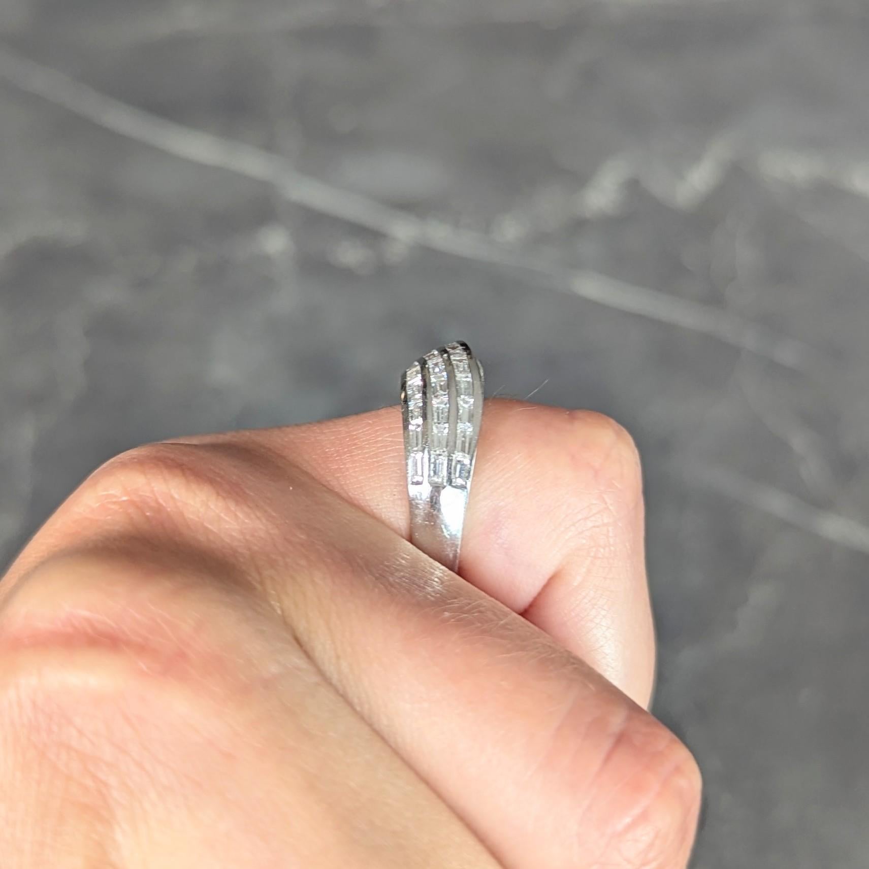 Contemporary 2.25 CTW Diamond 18 Karat White Gold Twist Multi-Row Band Ring